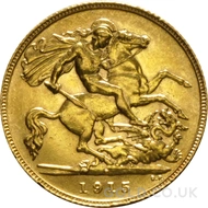 1915 Gold Half Sovereign Coin George V (P)