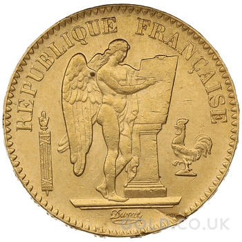 1887 French 20 Francs Gold Coin Guardian Angel A