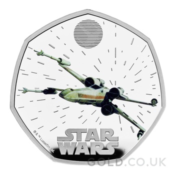 2024 50p X-Wing Star Wars Proof Silver Coin Boxed