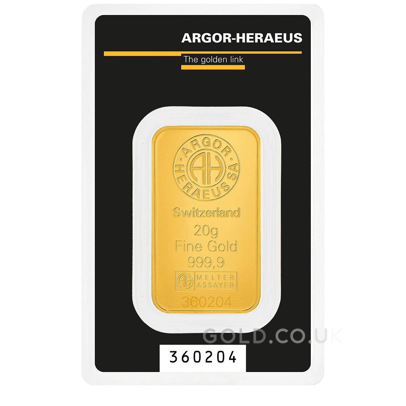 Argor-Heraeus 20 Gram Gold Bar