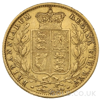 1854 Gold Sovereign Coin Queen Victoria Young Head Shield Back