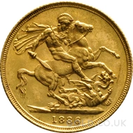 1886 Gold Sovereign Coin Victoria (S)