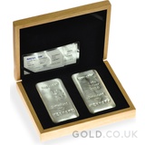 Large Oak Gift Box - 2 x Metalor 1kg Gold or Silver Bars