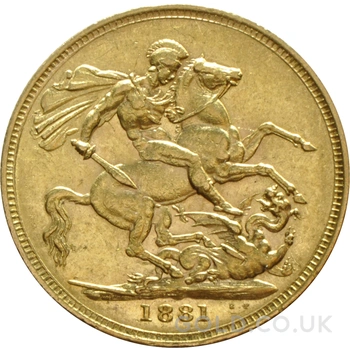 1881 Gold Sovereign Coin Queen Victoria Young Head Sydney
