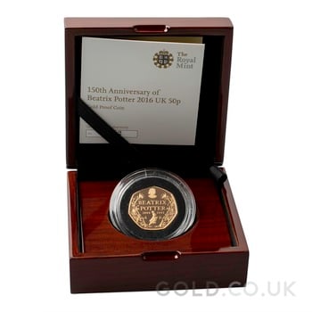 2016 Proof 50p Gold Coin Beatrix Potter Boxed