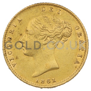 1861 Victoria Young Head Shield Back Gold Half Sovereign (London Mint)