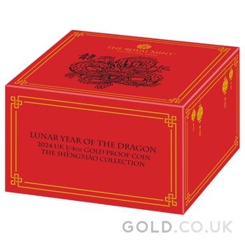 2024 Royal Mint 1/4oz Year of the Dragon Proof Gold Coin Boxed
