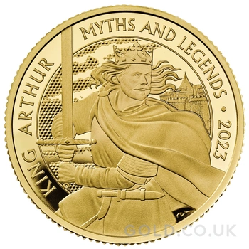 2023 Proof King Arthur Gold Coin Myths & Legends 1/4oz Boxed