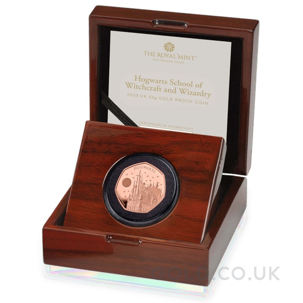 2023 Proof 50p 25th Anniversary of Harry Potter Gold Coin Hogwarts School Boxed