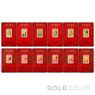 PAMP Complete Lunar Calendar Set 12 x 5g Gold Bars