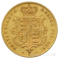 1864 Gold Half Sovereign Coin Victoria Shield Back