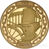 Brunel £2 Two Pounds Proof Gold Coin (2006)