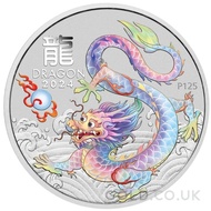 White Dragon Painted Silver Year of the Dragon 1oz Coin (2024)