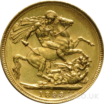 1893 Gold Sovereign Coin Queen Victoria Jubilee Head Sydney