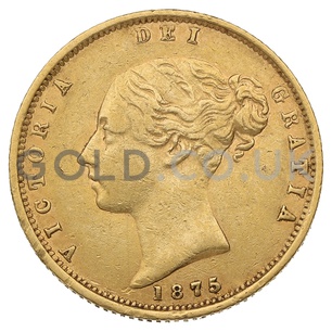 1875 Victoria Young Head Shield Back Gold Half Sovereign (London Mint)