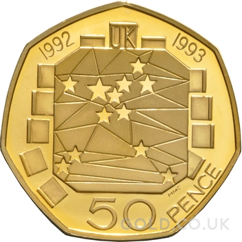 1993 Proof 50p Gold Coin Presidency of the EU Boxed