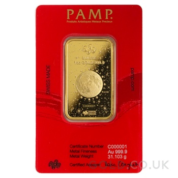 1oz Gold Bar 2024 Year of the Dragon PAMP