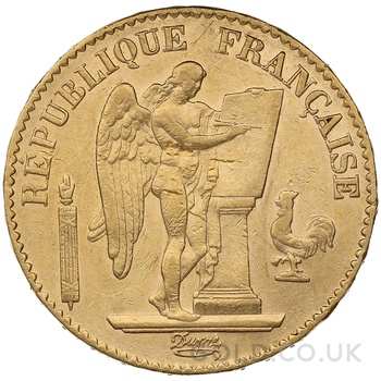 1876 French 20 Francs Gold Coin Guardian Angel A