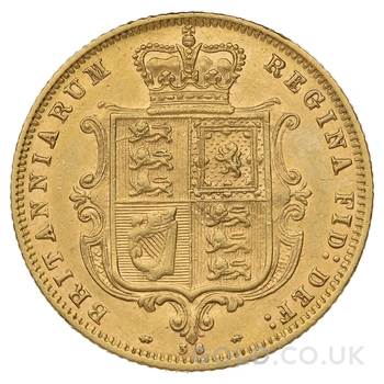 1877 Gold Half Sovereign Queen Victoria Young Head Shield Back