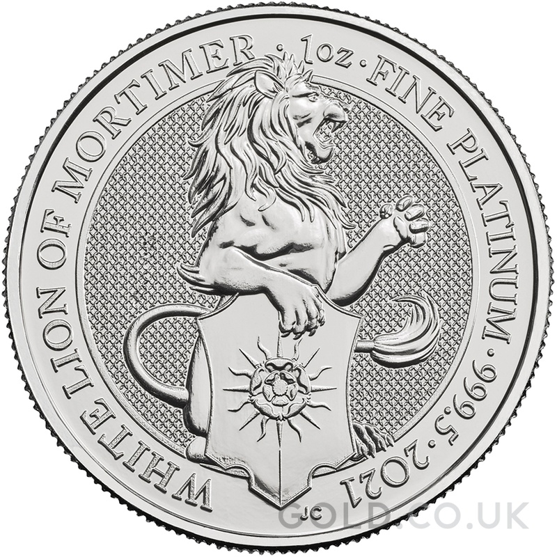 2021 1oz White Lion of Mortimer Platinum Coin Queen's Beasts