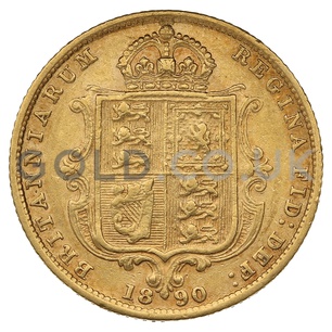 1890 Victoria Jubilee Head Shield Back Gold Half Sovereign (London Mint)