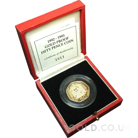 1993 Proof 50p Gold Coin Presidency of the EU Boxed