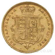 1883 Gold Half Sovereign Coin Victoria Shield Back