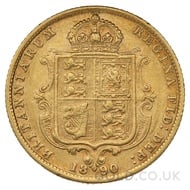 1890 Victoria Jubilee Head Shield Back Gold Half Sovereign (London Mint)