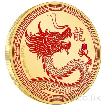 2024 Lunar Year of the Dragon 1oz Gilded Silver Coin Boxed