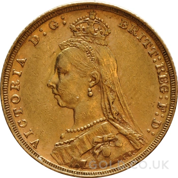 1890 Gold Sovereign Coin Queen Victoria Jubilee Head Melbourne