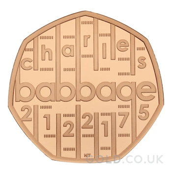 2021 Proof 50p Gold Coin Charles Babbage Innovation in Science Boxed