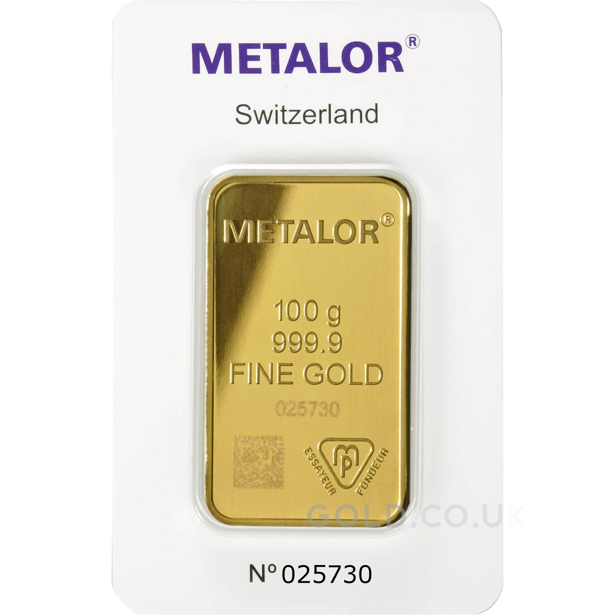 100g Gold Bar Metalor Minted