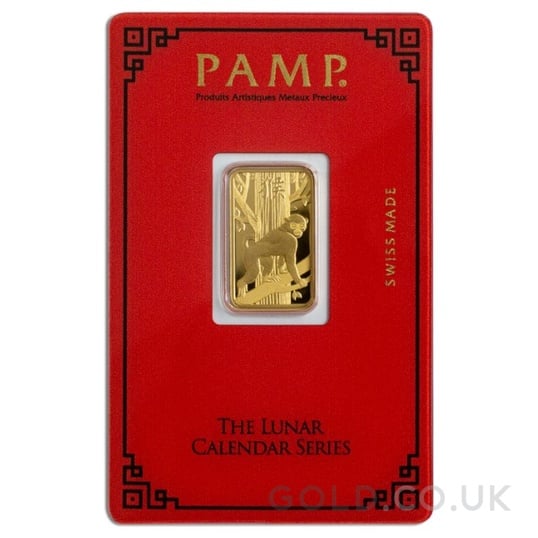 5g Gold Bar Year of the Monkey PAMP