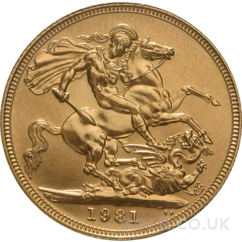 1981 Gold Sovereign Coin Elizabeth II Decimal Portrait