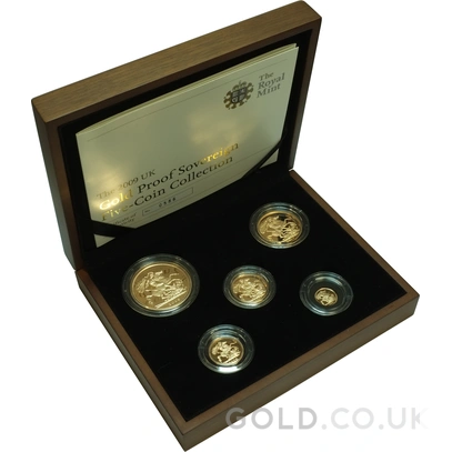 2009 Proof Gold Sovereign 5 Coin Set Boxed