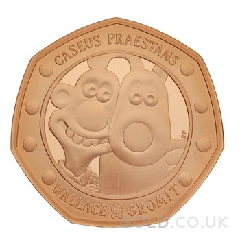 2019 Wallace and Gromit Fifty Pence 50p Proof Gold Coin Boxed