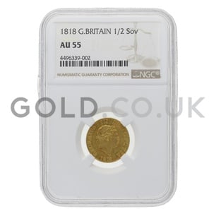 1818 George III Laureate Head Gold Half Sovereign AU55