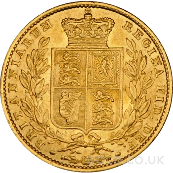 1852 Gold Sovereign Coin Queen Victoria Young Head Shield Back