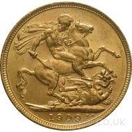 1909 Gold Sovereign Coin Edward VII (M)