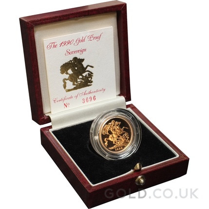 1990 Proof Gold Sovereign Boxed
