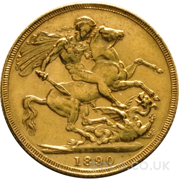 1890 Gold Sovereign Coin Queen Victoria Jubilee Head