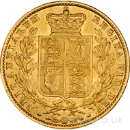 1852 Gold Sovereign Coin Shield Back Victoria