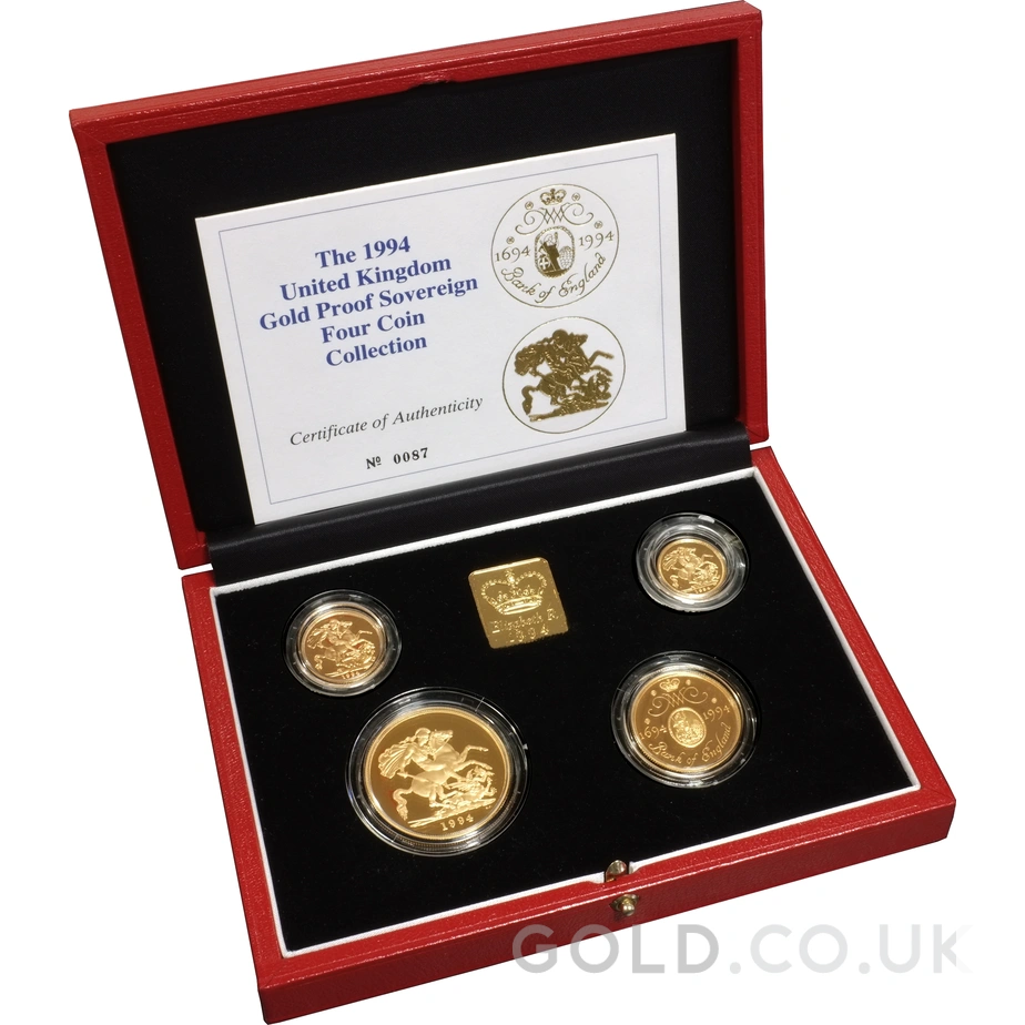 1994 Proof Gold Sovereign 4 Coin Set Boxed