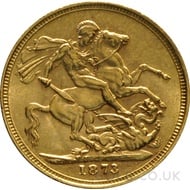 1873 Victoria Young Head Gold Sovereign (Melbourne Mint)