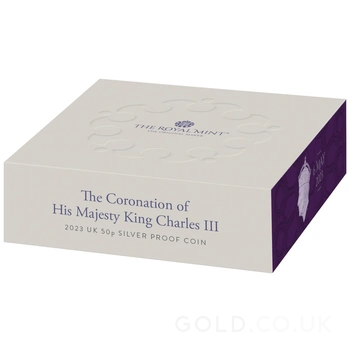 2023 Piedfort Proof 50p Silver Coin Coronation of King Charles III Boxed