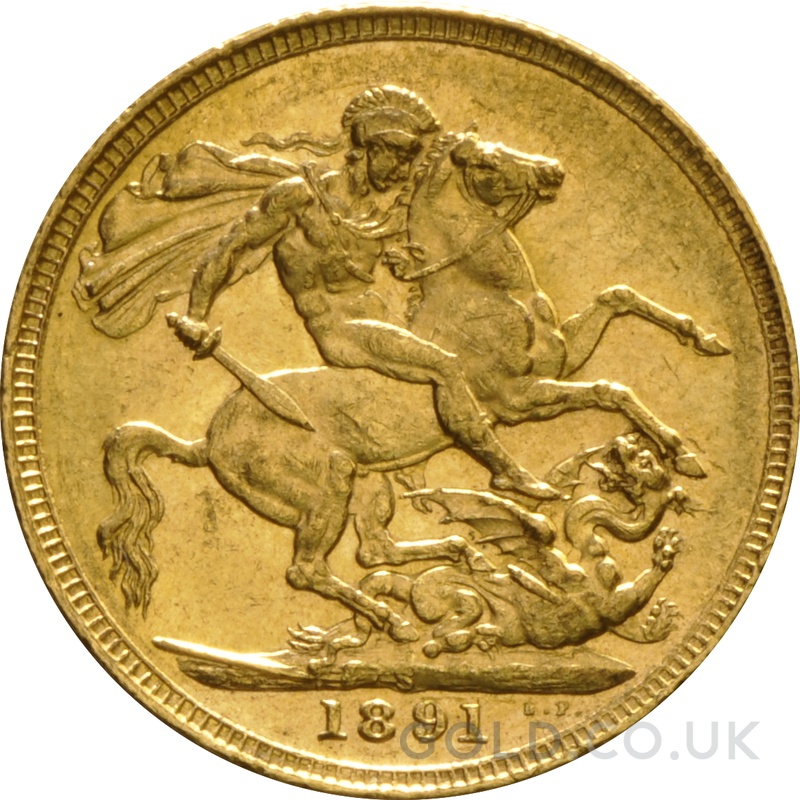 1891 Gold Sovereign Coin Queen Victoria Jubilee Head Sydney