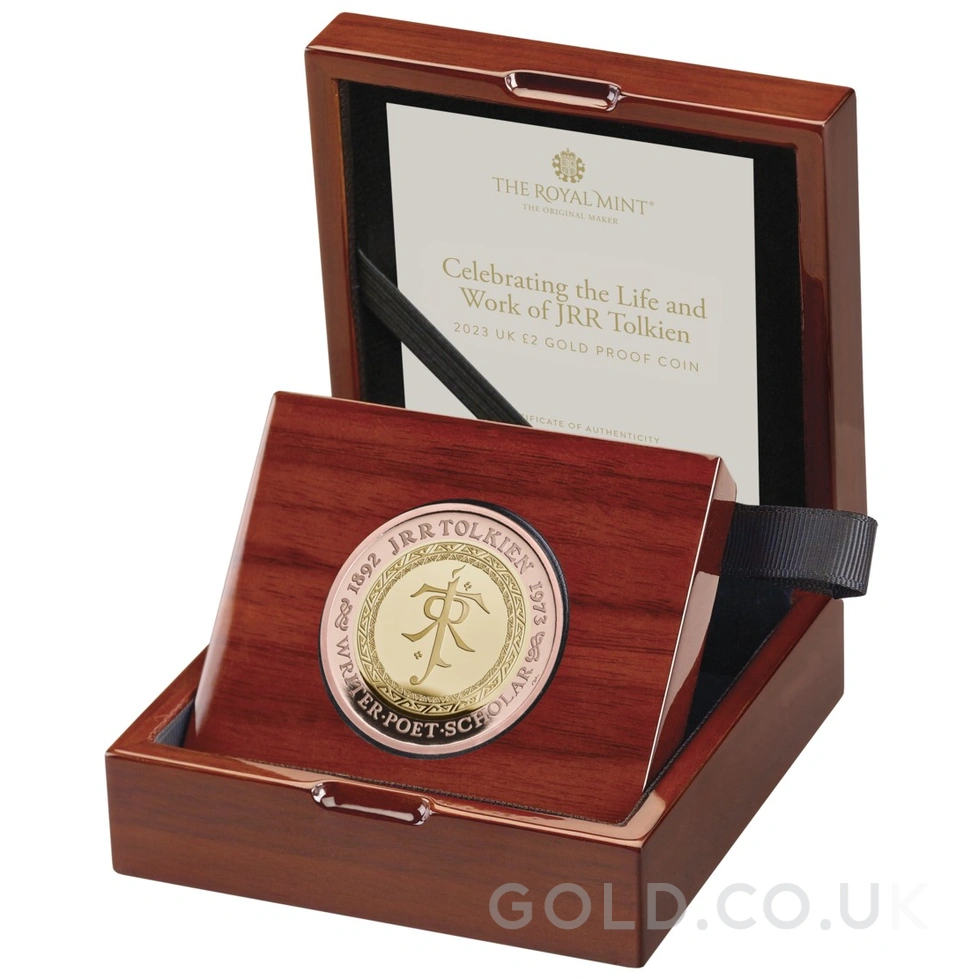 2023 JRR Tolkien Gold £2 Proof Coin Boxed