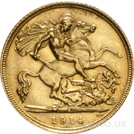 1914 Gold Half Sovereign Coin George V (S)