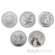 Silver 1oz Coin Set; Britannia, Maple, Philharmonic, Eagle, Rabbit (2023)
