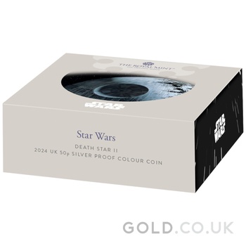 2024 50p Star Wars Death Star Proof Silver Coin Boxed